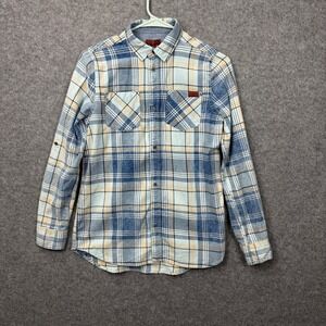 7 For All Mankind Boys XL Blue Plaid Long Sleeve Button Down Shirt 7FBB4220 NEW